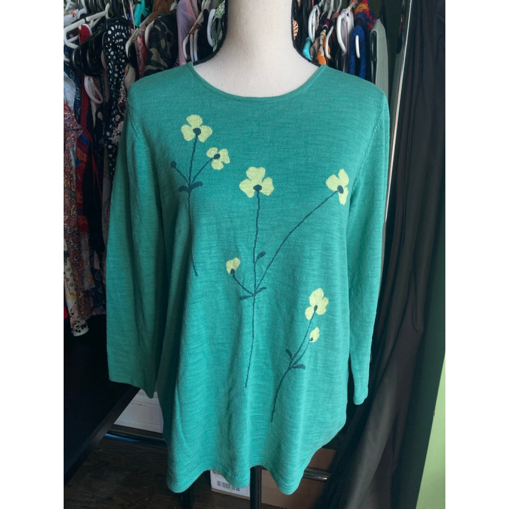 Mansted knitted cotton long sleeve with floral print Size Small